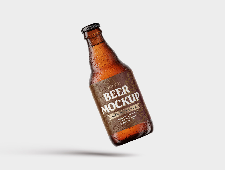 Small Beer Bottle Mockup PSD Branding & Labels
