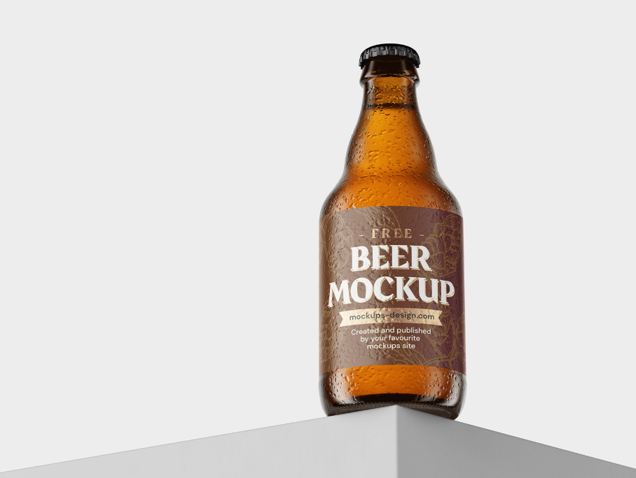 Small Beer Bottle Mockup PSD Branding & Labels