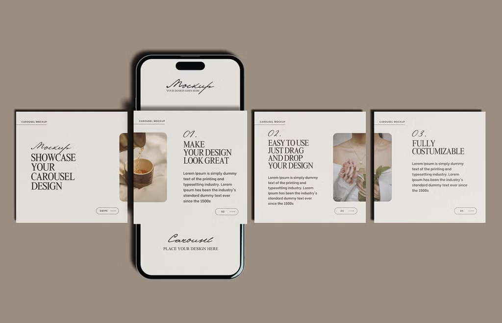 Square Carousel Mockup High Resolution PSD