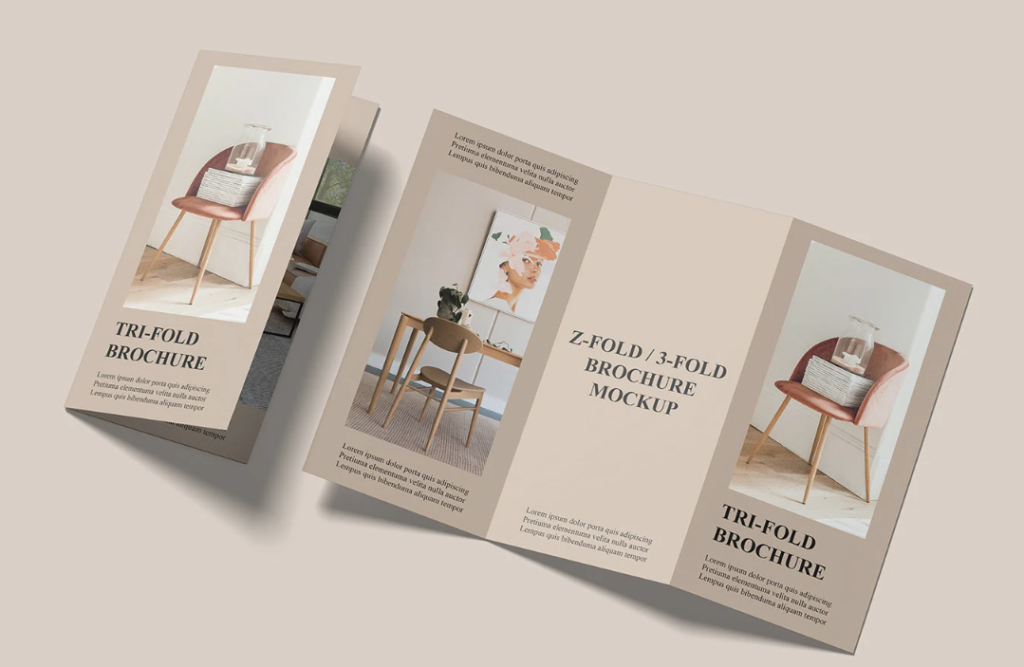 Trifold Brochure Mockup PSD Set