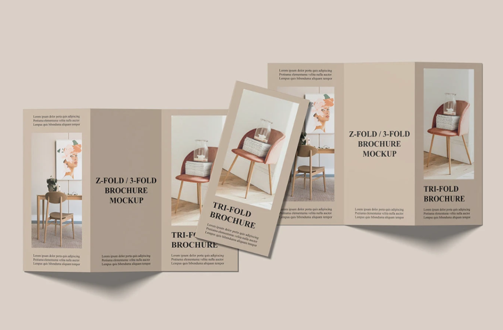 Trifold Brochure Mockup PSD Set