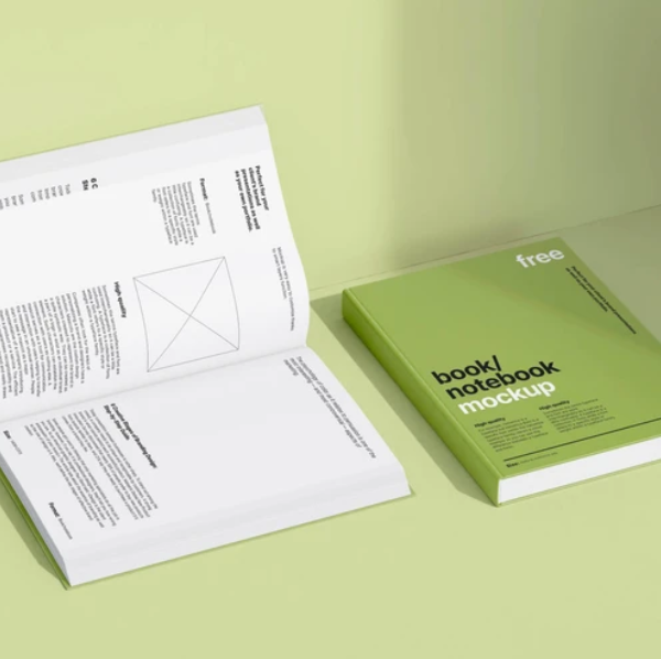 Two Book Mockups Green Surface
