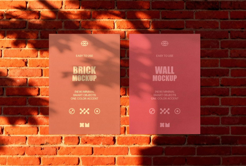 Urban Brick Wall Posters Mockup
