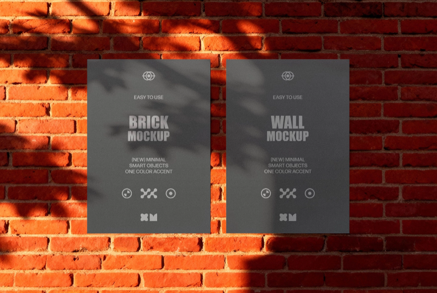 Urban Brick Wall Posters Mockup