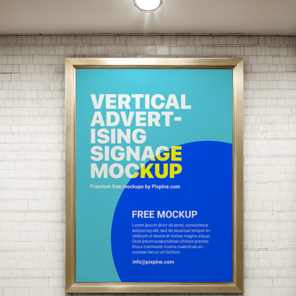 Vertical Advertising Signage Poster Mockup for Realistic Subway Presentation