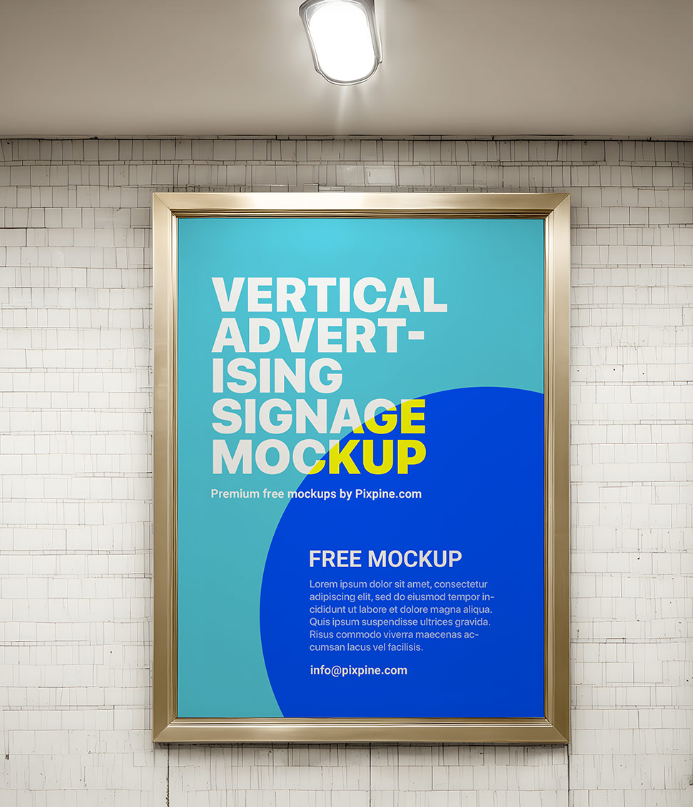 Vertical Advertising Signage Poster Mockup for Realistic Subway Presentation