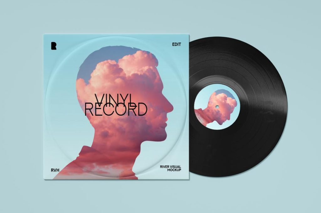 Vinyl Record Mockup PSD for Music Branding