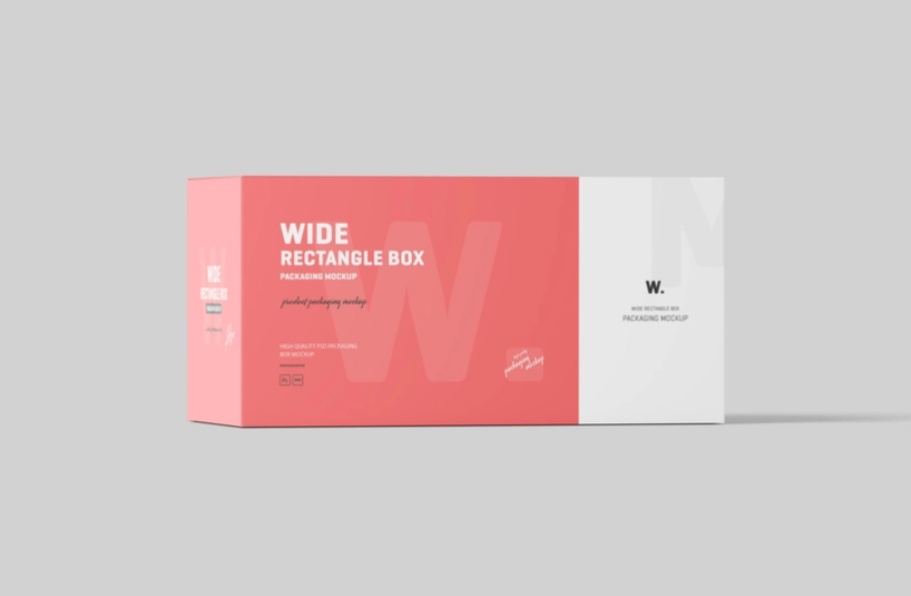 Wide Rectangle Box Packaging Mockup