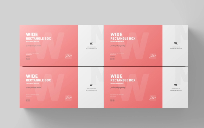 Wide Rectangle Box Packaging Mockup