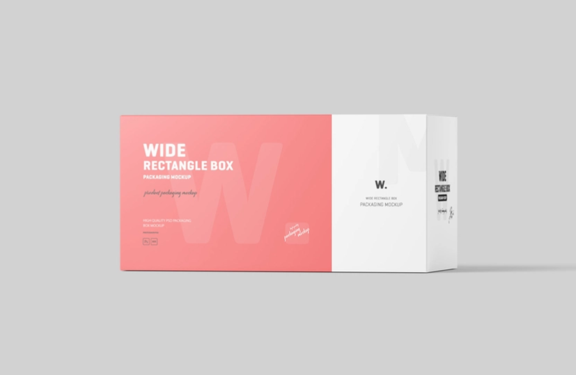 Wide Rectangle Box Packaging Mockup