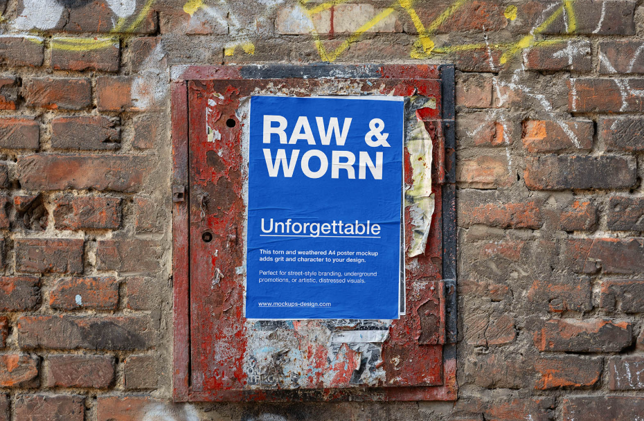 Wrinkled Urban Poster Mockup Gritty Street