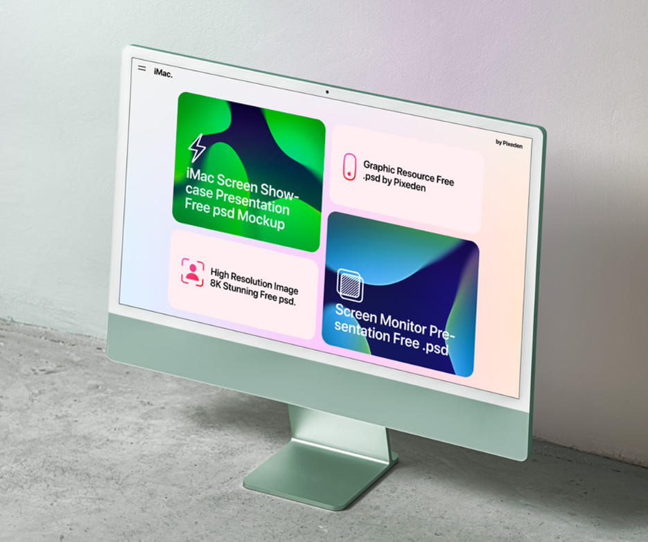 iMac Screen Showcase Presentation Free PSD Mockup