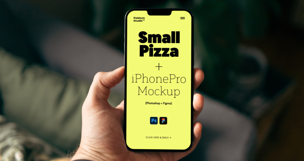 iPhone 14 Pro in Men Hand Mockup PSD & Figma