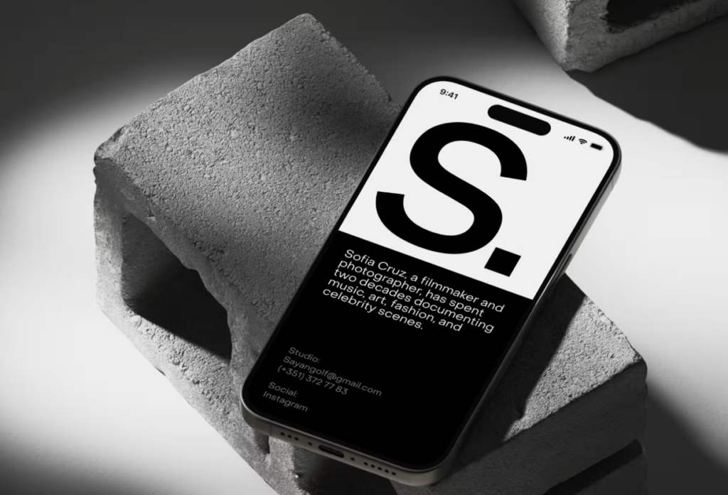 iPhone 15 Mockup on Stone Design Presentation