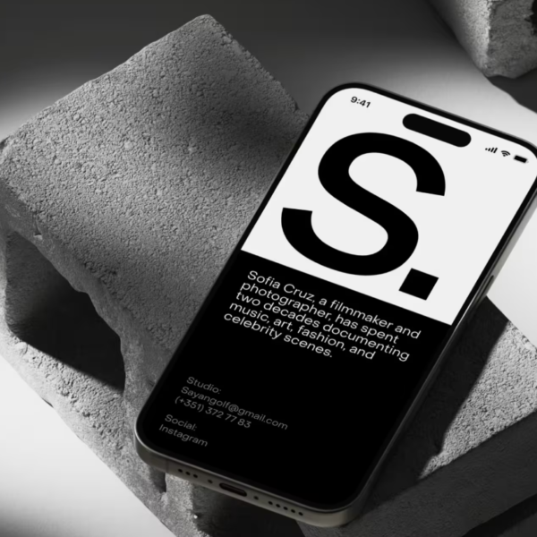 iPhone 15 Mockup on Stone Design Presentation