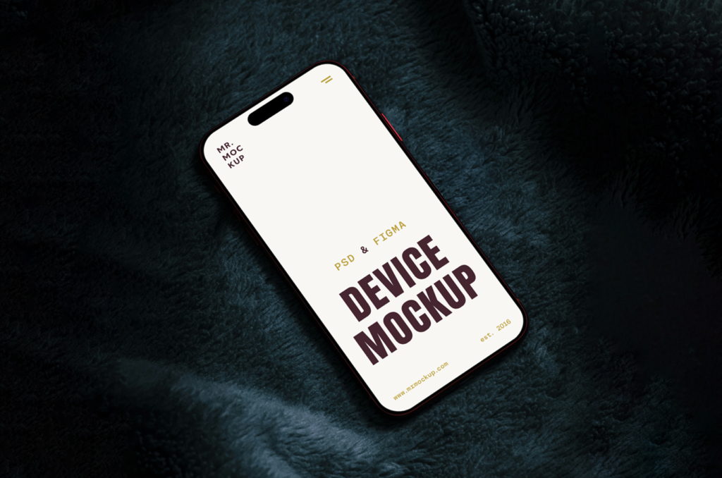 iPhone 16 Pro Laying on Sofa Mockup