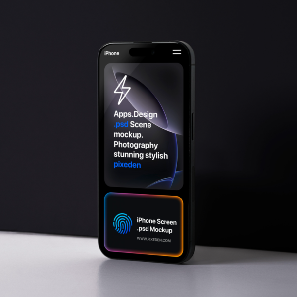 iPhone Pro Showcase Screen PSD Mockup