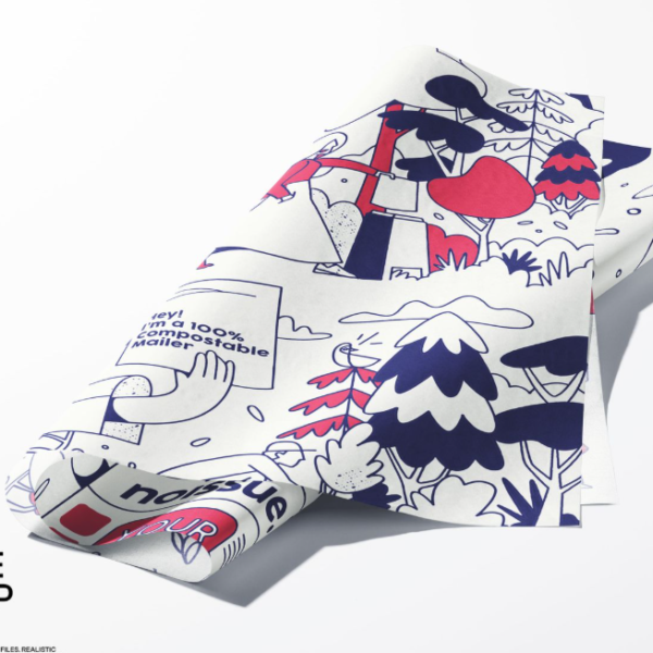 Angled Folded Tissue Paper Mockup Free 6000×4000 PSD