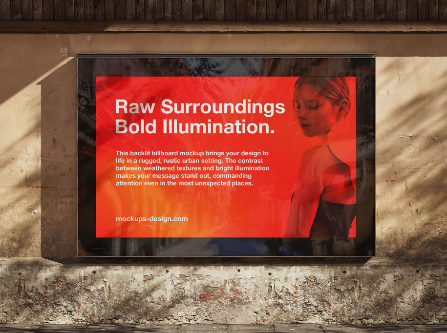 Backlit Urban billboard Mockup Outdoor Advertising PSD