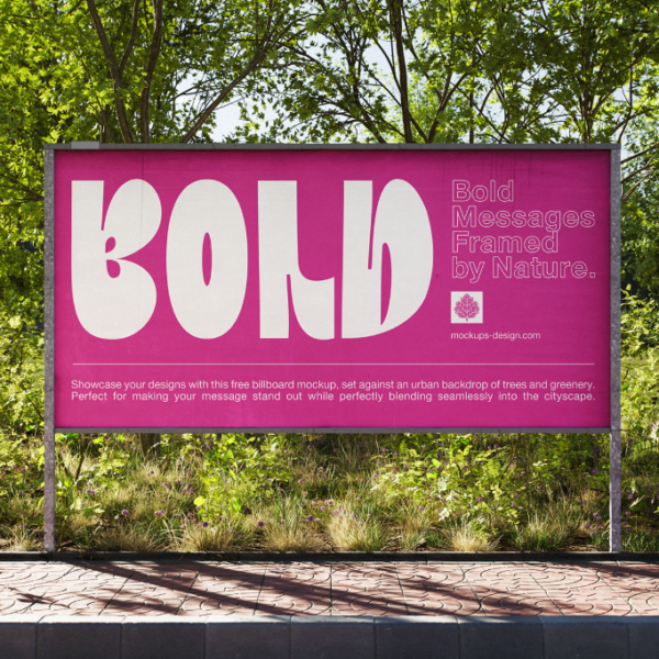 Billboard Mockup in Green Surroundings Outdoor Advertising PSD