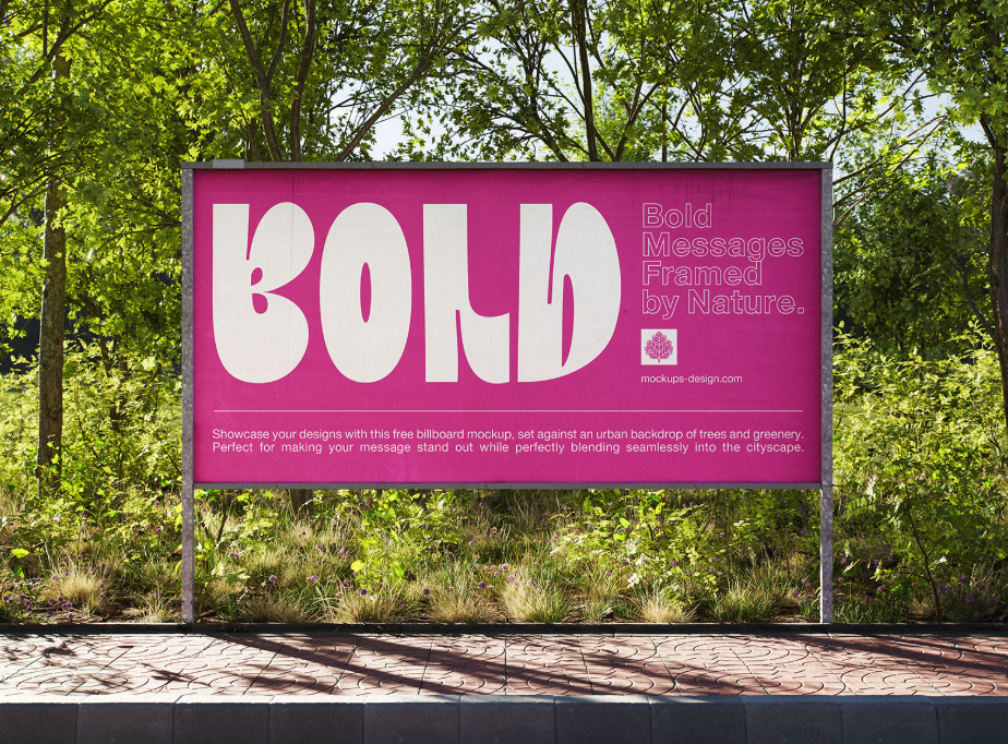 Billboard Mockup in Green Surroundings  Outdoor Advertising PSD