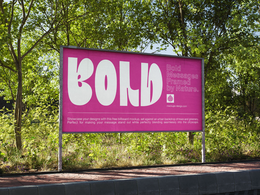 Billboard Mockup in Green Surroundings  Outdoor Advertising PSD