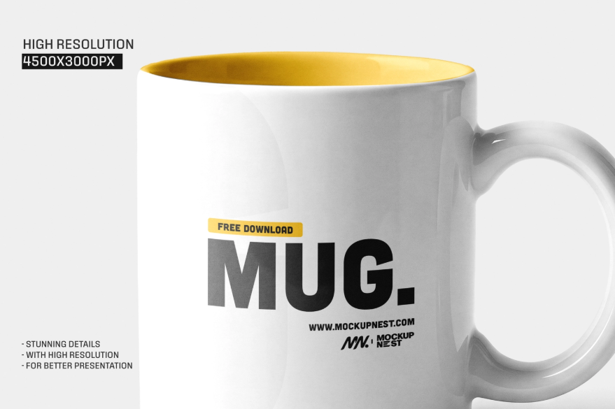 Ceramic Mug Mockup in Studio Light  High Resolution Photorealistic PSD