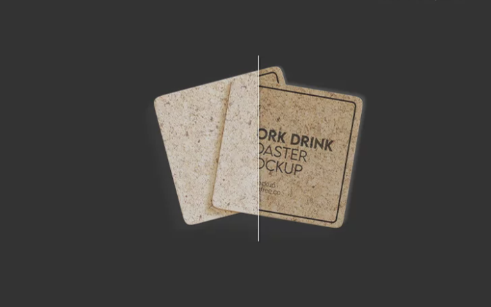 Cork Drink coaster PSD Mockup Realistic Detail
