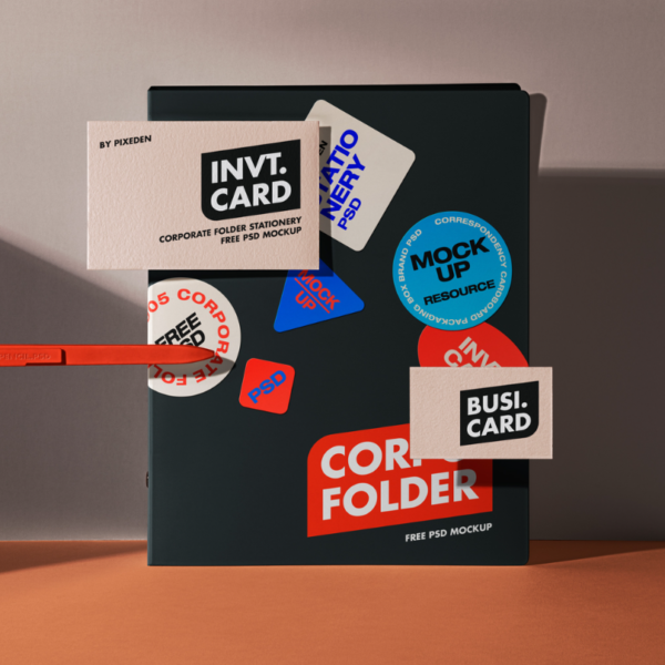 Corporate Folder PSD Stationery Mockup Set