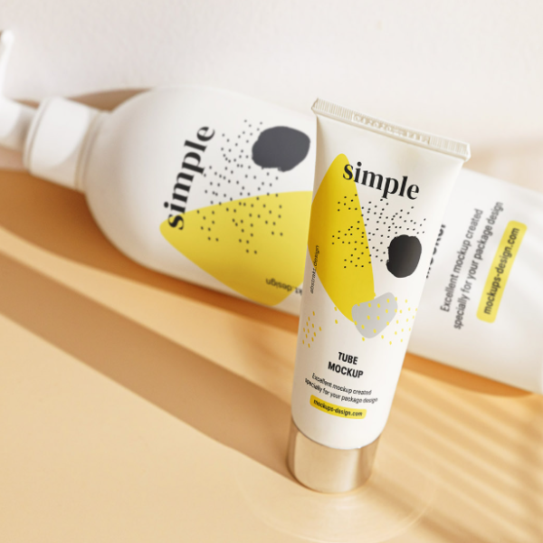 Cosmetic Bottle and Tube Mockup Packaging Visualization