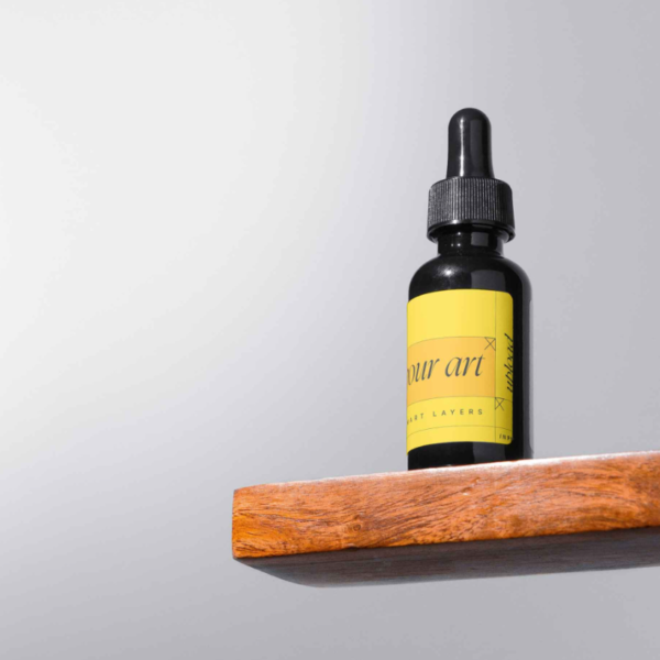 Dropper on Shelf Mockup Bottle PSD