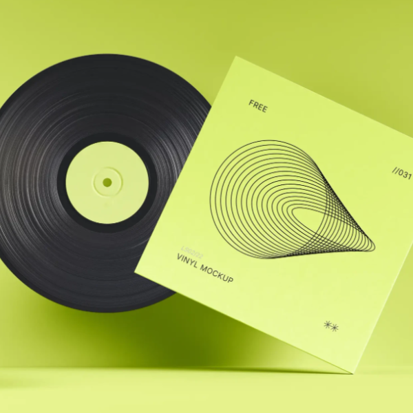 Elegant Vinyl and cover PSD Mockup