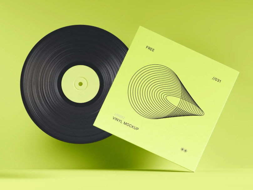 Elegant Vinyl and cover PSD Mockup