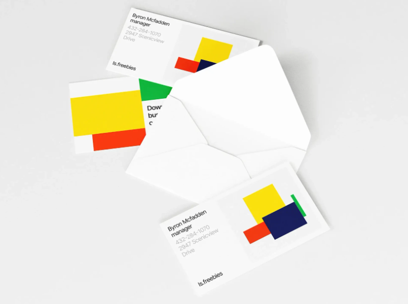 Envelope & Business cards Mockup in Isometric View