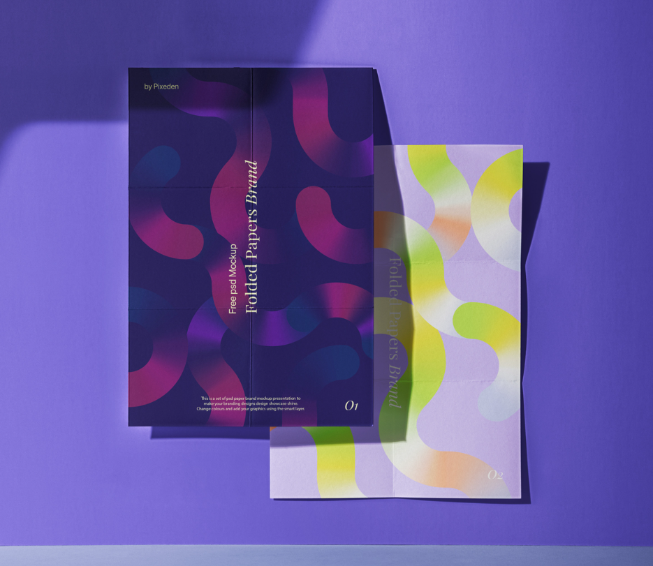 Folded Papers PSD Brand Mockup Branding Presentation