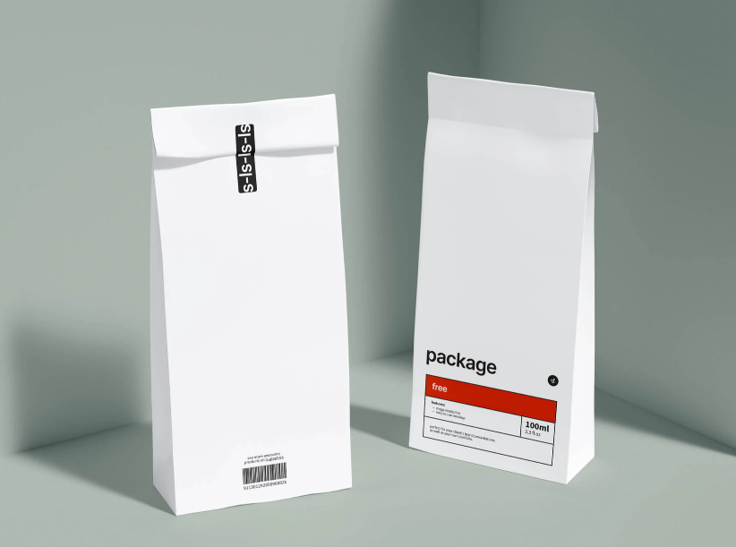 Free 2 Paper Food Bag Mockup