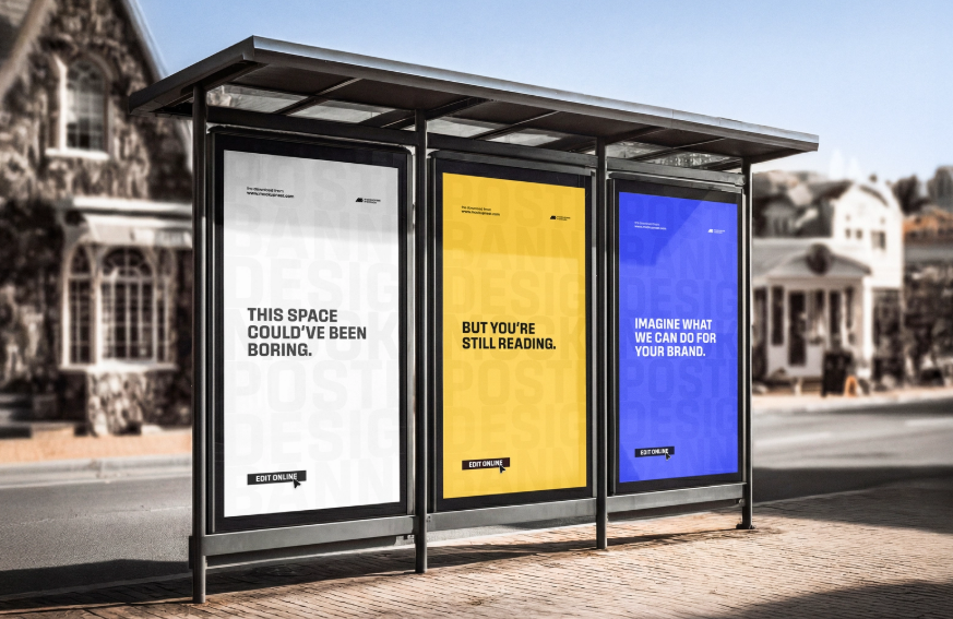 Free 3 Panel Billboard Mockup Online editable PSD