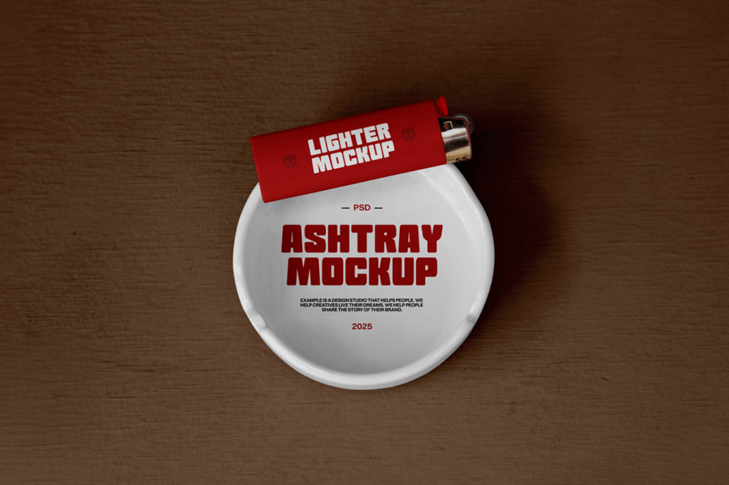 Free Ashtray & Lighter Mockup
