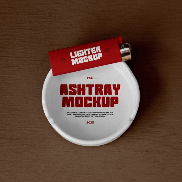 Free Ashtray & Lighter Mockup