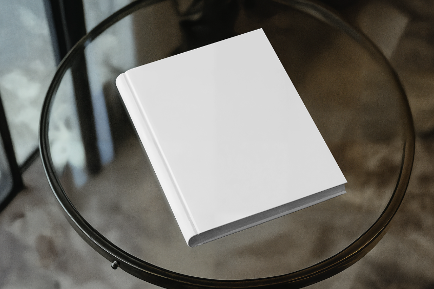 Free Book on Glass Table Mockup  Your Book 
