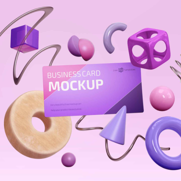 Free Business card with Artistic elements Mockup PSD