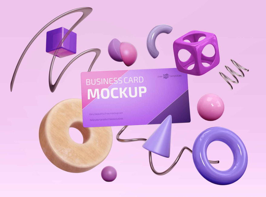 Free Business card with Artistic elements Mockup PSD