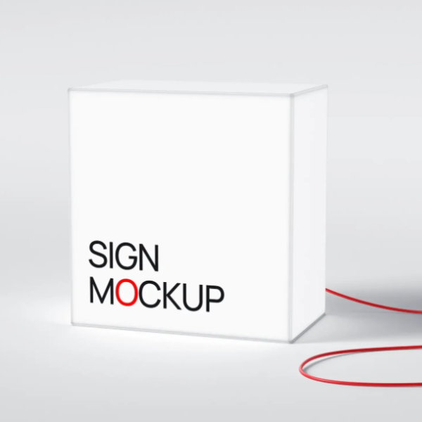 Free Square Lightbox Sign Mockup