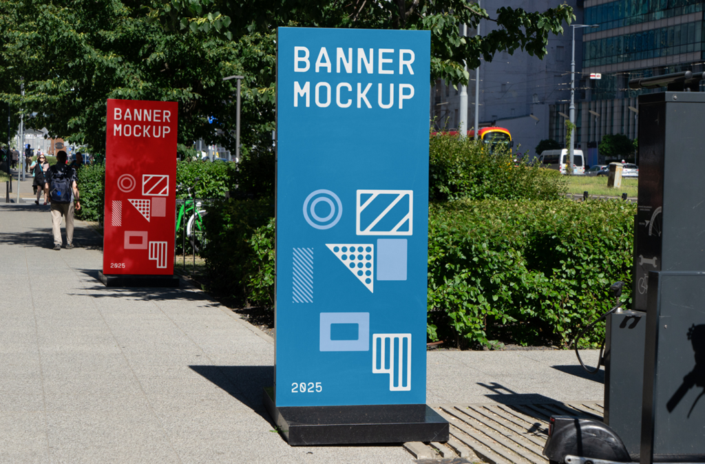 Free Two Vertical Banner Mockups