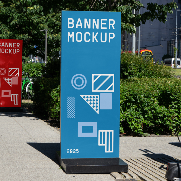 Free Two Vertical Banner Mockups