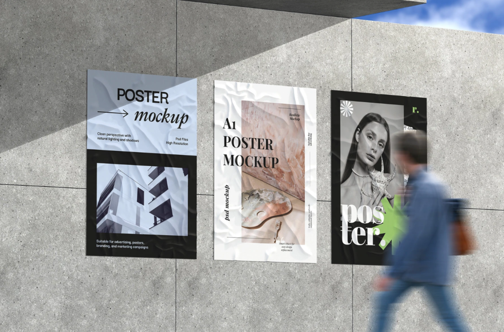 Glued Poster Mockup Urban Display