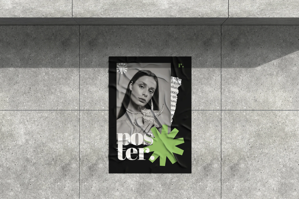 Glued Poster Mockup Urban Display