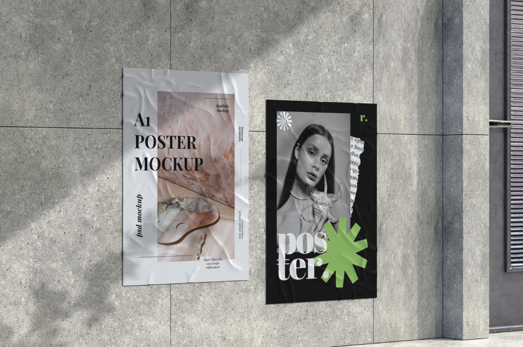 Glued Poster Mockup Urban Display