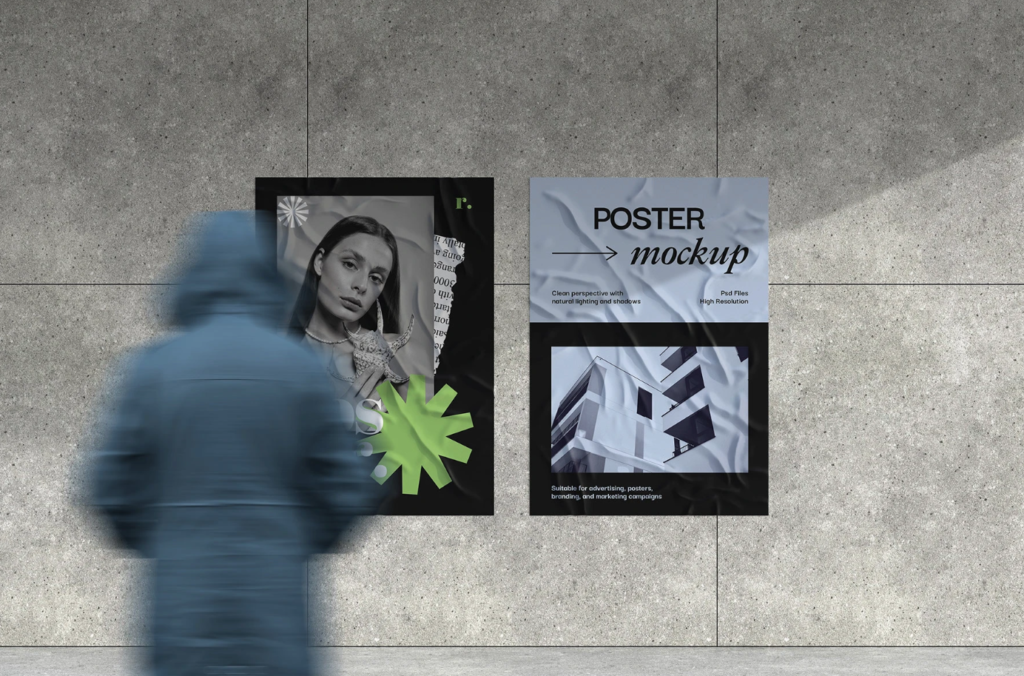 Glued Poster Mockup Urban Display