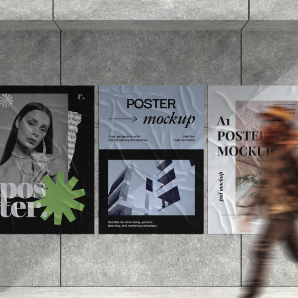Glued Poster Mockup Urban Display